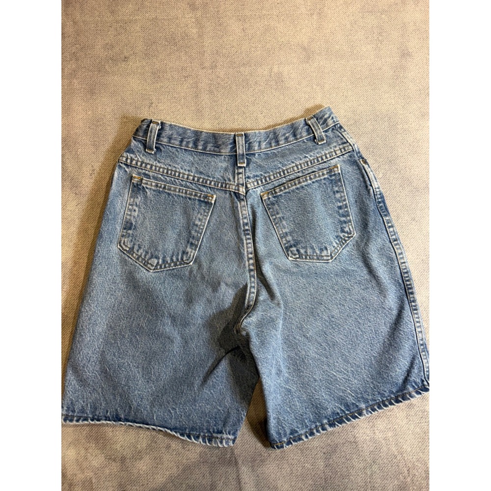 Vintage 90s High Waisted Denim Shorts Medium Wash Made in USA S 11/12 28 Waist - Picture 2 of 7